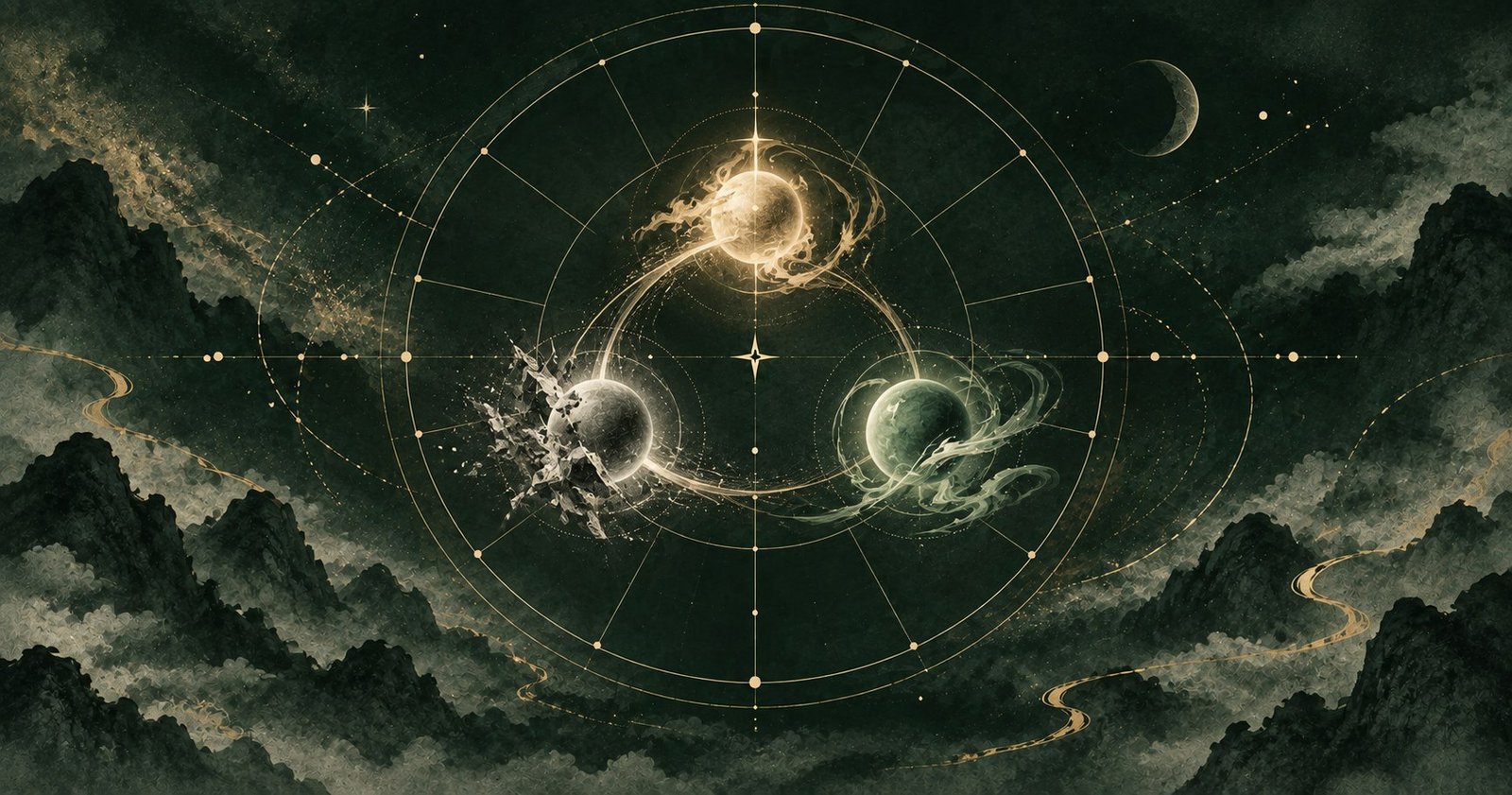 以殺破狼格局為主題的現代中式抽象星盤插畫